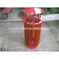 Top open outdoor wooden and metal trash can